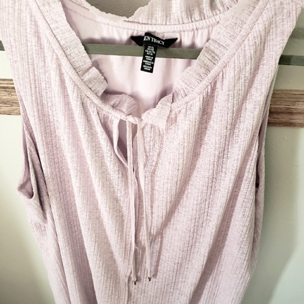 Ellen Tracy ruffle tie swing tank in heathered pink 1x nwot